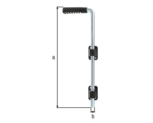 Dörrstopp av metall med svart handtag och fäste