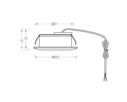 Teknisk ritning av en infälld spotlight med mått