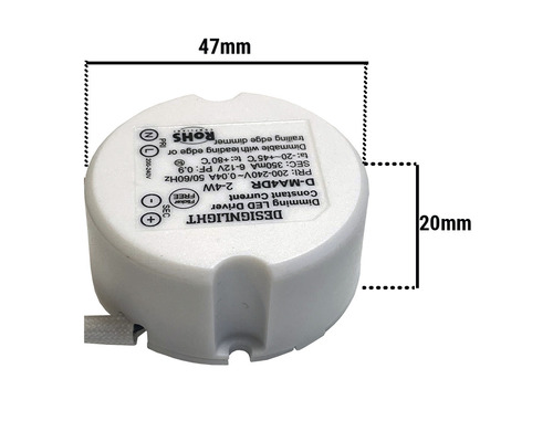 LED-drivare med dimmerfunktion och måtten 47 gånger 20 millimeter