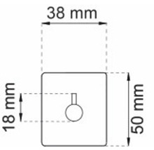 Teknisk ritning av en väggkrok med måtten 38 mm, 18 mm och 50 mm