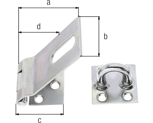 Bild av en spärr med ögla och måttangivelser