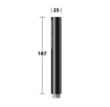 Duschhuvud med mått: 187 millimeter lång och 25 millimeter i diameter