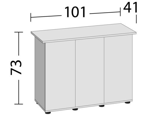 Skåp med tre dörrar och måtten 101 x 41 x 73 cm