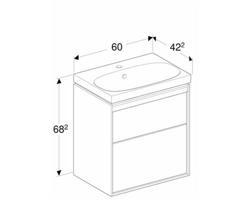 Tvättställsskåp med måtten 60 x 42 x 68 cm