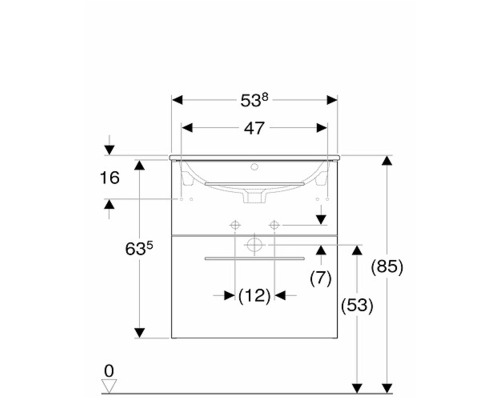 Måttritning av ett tvättställsskåp