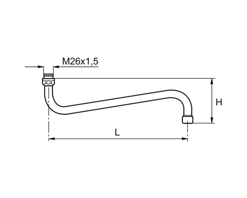 Teknisk ritning av en vattenlås med måttangivelser