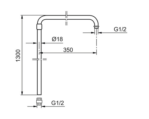 Teknisk ritning av ett vattenrör med mått.
