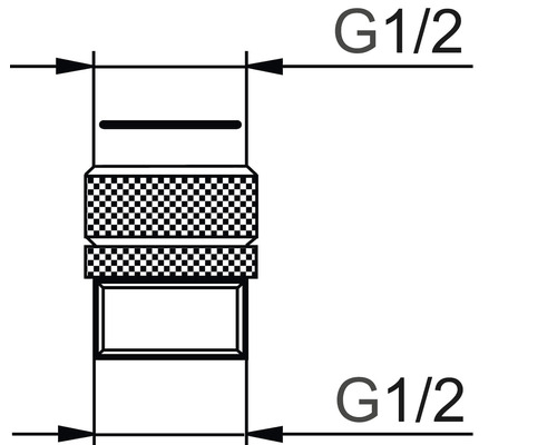 Teknisk ritning av en armatur med G1/2 tums anslutning