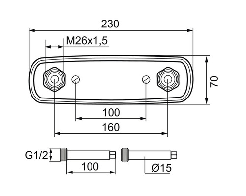 Teknisk ritning av en armaturrosett med mått