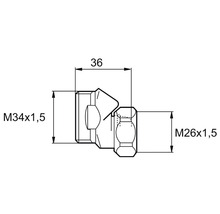Mellankoppling MORA invändig/utvändig gänga M34x1,5 - M26x1,5 excentrisk 10 mm 8187751