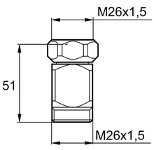 Mellankoppling MORA ej pluggad utan avstickare krom M26x1,5 invändig M26x1,5 utvändig 8188581