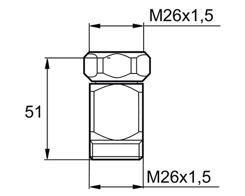 Teknisk ritning av ett anslutningsstycke med måttangivelser