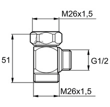 Mellankoppling MORA med utvändig gänga G15 invändig/utvändig M26x1,5 krom 8188583