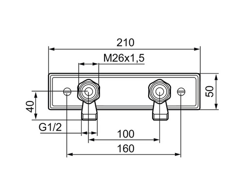 Teknisk ritning av en armatur med måttangivelser