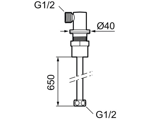 Teknisk ritning av en vattenlås med dimensioner