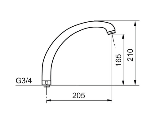 Teknisk ritning av en kranpip med mått