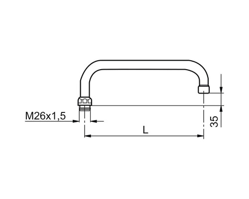 Teknisk ritning av ett väggutlopp med mått
