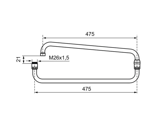 Teknisk ritning av en handdukstork med måttangivelser