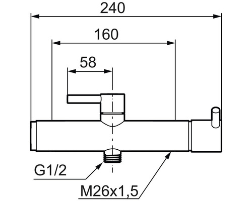 Teknisk ritning av en vattenkran med måttangivelser