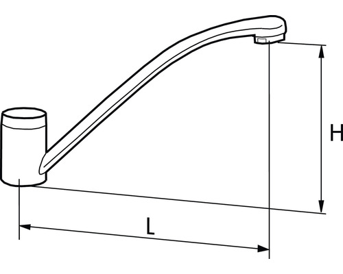 Ritning av en armatur med höjd- och längdangivelse