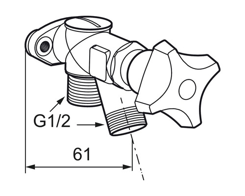 Vinkelregleringsventil schema med dimensioner