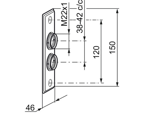 Teknisk ritning av en sanitetsinstallation med mått