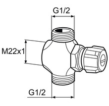 T-koppling MORA lilla systemet halvkoppling G1/2, kopparrör 12-15 mm krom 8543361