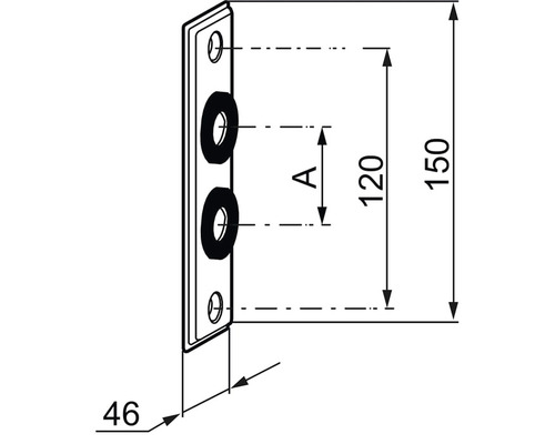 Teknisk ritning av ett monteringsvinkel med måttangivelser