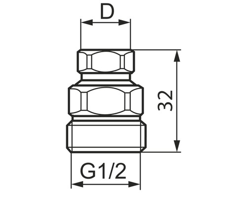 Teknisk ritning av en rörkoppling med mått