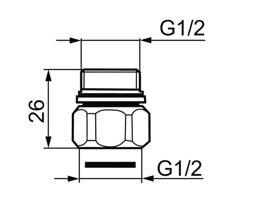 Teknisk ritning av en rörkoppling med dimensioner
