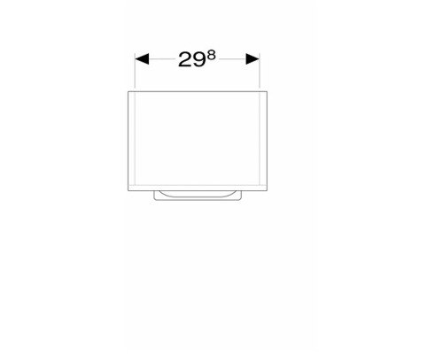 Teknisk ritning av ett tvättställsskåp med breddmått