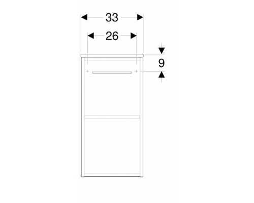 Teknisk ritning av ett badrumsskåp med dimensioner