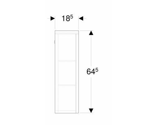 Teknisk ritning av ett badrumsskåp med mått