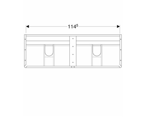 Teknisk ritning av ett tvättställsskåp med måttet 1145 mm