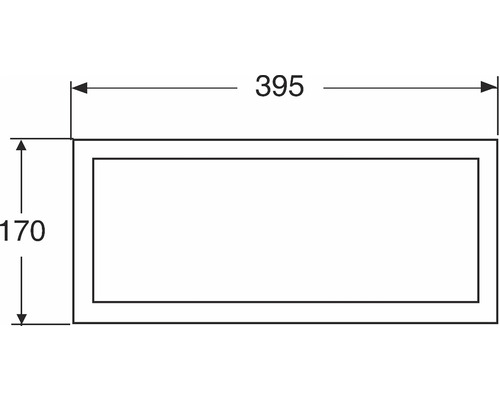 Teknisk ritning med dimensioner: 395 x 170 mm
