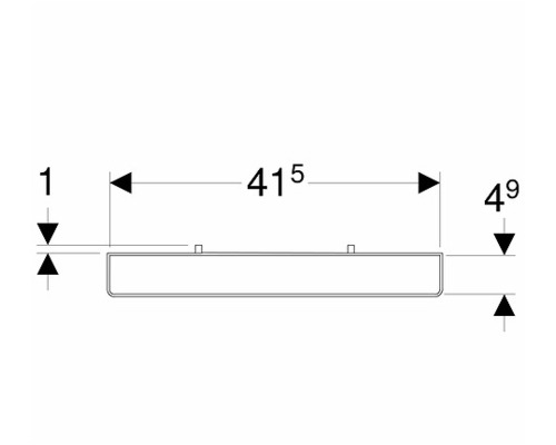 Teknisk ritning av ett rektangulärt objekt med måttangivelser