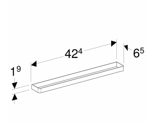 Teknisk ritning av en badrumshylla med mått
