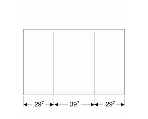 Tre skåpdörrar med måtten 29,7 cm, 39,7 cm och 29,7 cm