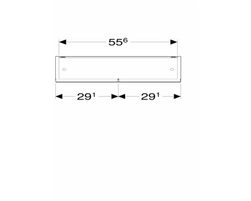 Teknisk ritning av ett rektangulärt objekt med måttangivelser