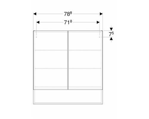Teknisk ritning av ett badrumsskåp med mått.
