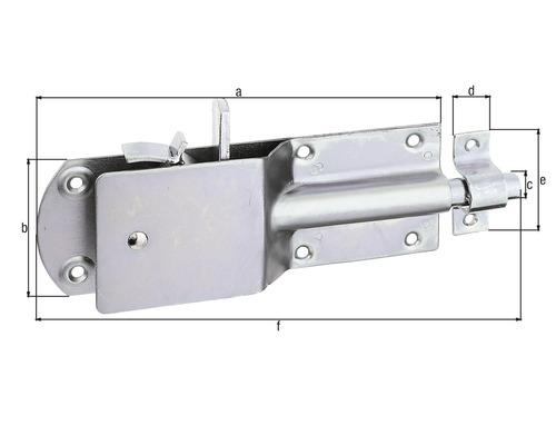 Bild av en dörrbult med måttangivelser.