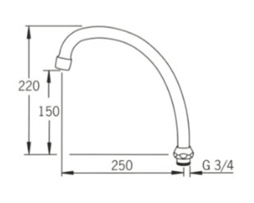 Skiss av en kranpip med mått