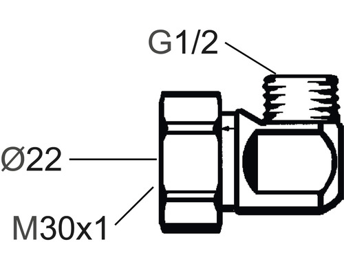Bild av en koppling med måtten diameter 22, M30x1 och G1/2