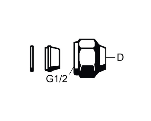 Ritning av en G1/2 koppling med D-märkning