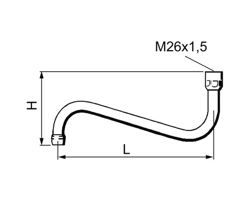 Teknisk ritning av en vattenlås med dimensioner