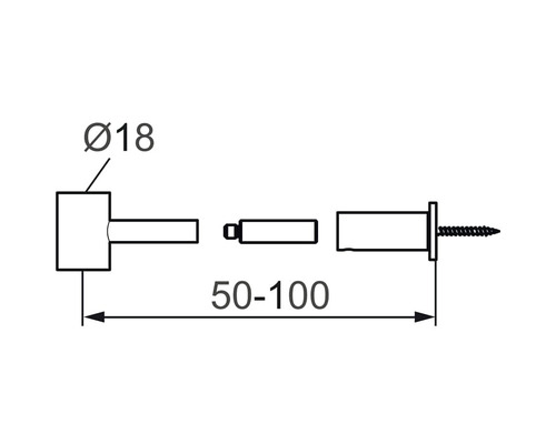 Teknisk ritning av ett fästelement med dimensioner