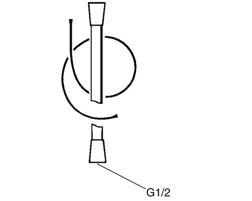 Schematisk ritning av en sanitäranslutning med G1/2-gänga