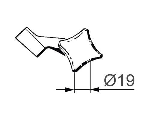 Teknisk ritning av en rosett med en diameter på 19 millimeter