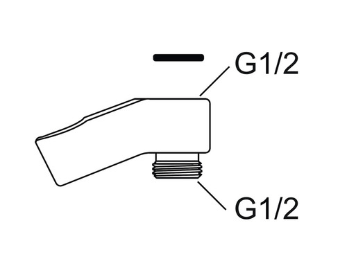 Teknisk ritning av en kran med G1/2-anslutningar