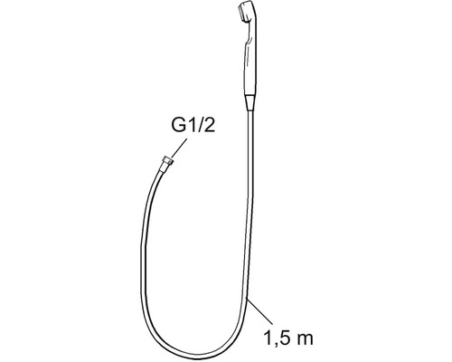 Handdusch med 1,5 meters slang och G 1/2 anslutning